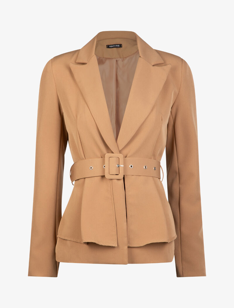 Blazer cintré à basques - camel - 2