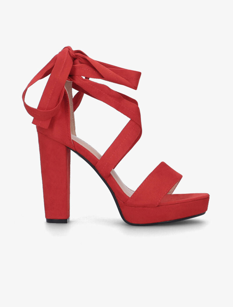 Sandales plateforme à lacets plats - rouge - 6