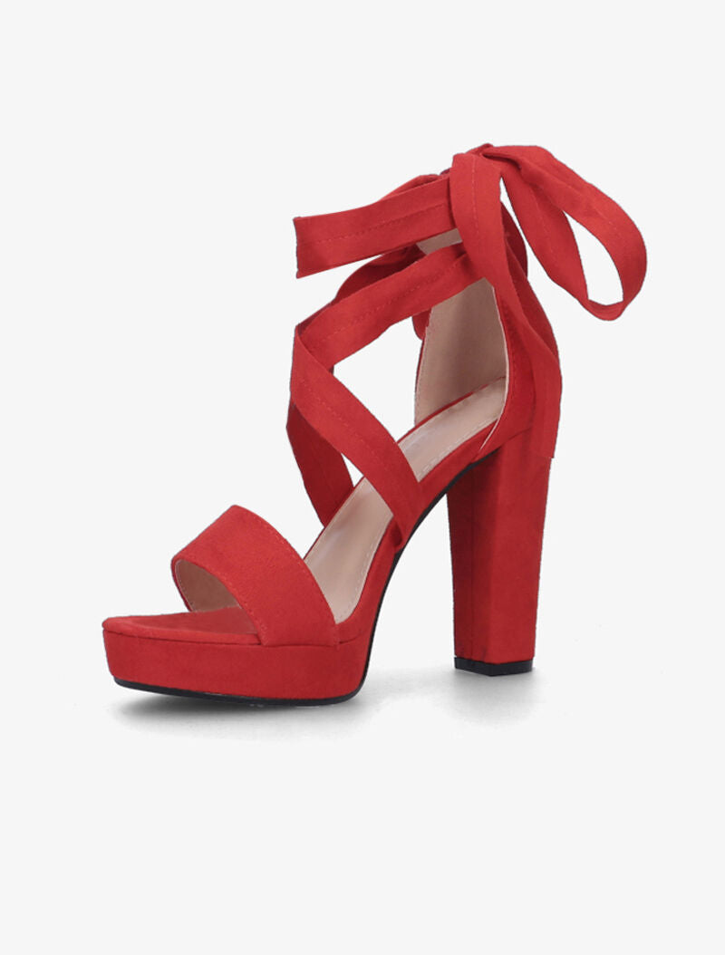 Sandales plateforme à lacets plats - rouge - 3