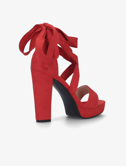 Sandales plateforme à lacets plats - rouge - 4