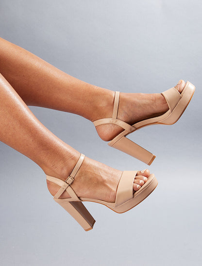 Sandales unies à plateforme - beige - 1