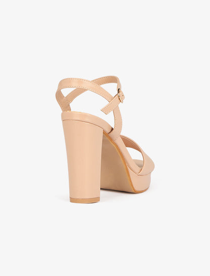 Sandales unies à plateforme - beige - 5