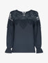 Blouse à empiècement dentelle - noir - 1