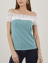 Top à encolure en crochet - vert - 1