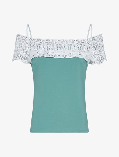 Top à encolure en crochet - vert - 2