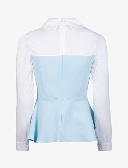 Top style chemise coupe péplum - bleu ciel - 2