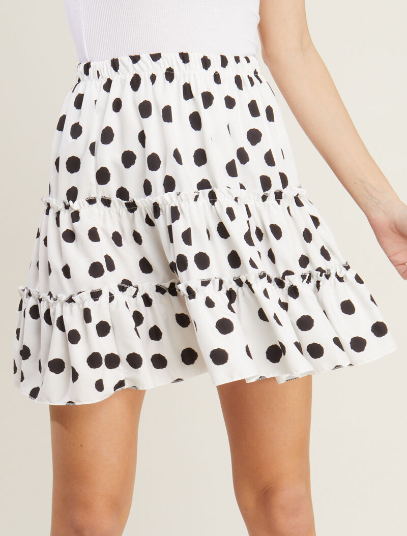 Jupe patineuse à imprimés - blanc - 1