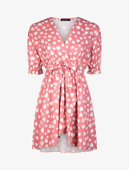 Robe patineuse à imprimés - rose - 1