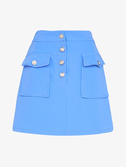 Mini jupe à poches et boutons contrastants - bleu ciel - 3