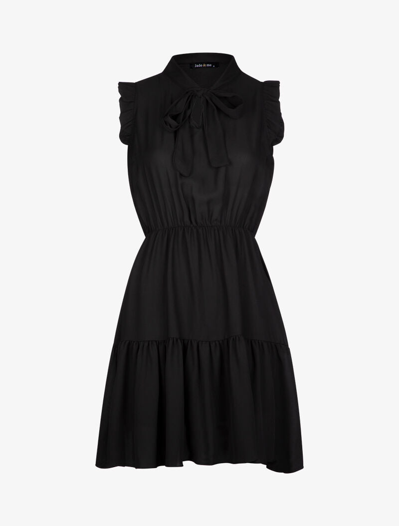 Robe patineuse à emmanchures volantées - noir - 1
