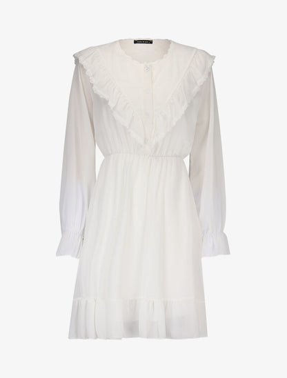 Robe en voile et dentelle - blanc - 1