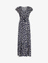Robe à imprimé marguerites et emmanchures volantées - marine - 3