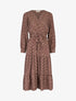 Robe longue imprimé fleurs lamées et manches ballon - marron - 1