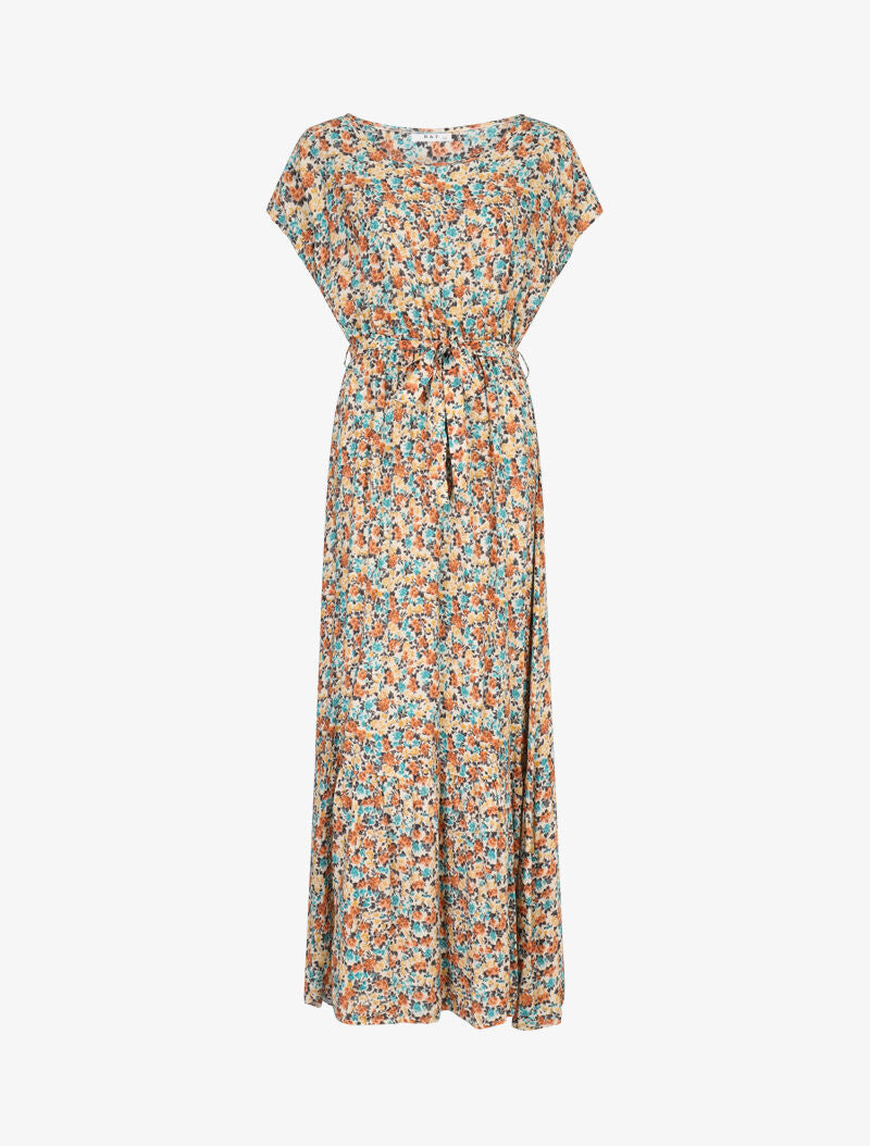 Robe à col bateau imprimé fleuris - beige - 2