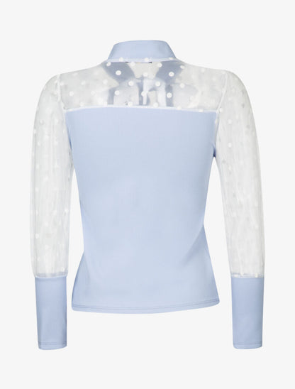 Top à manches en tulle - bleu ciel - 2