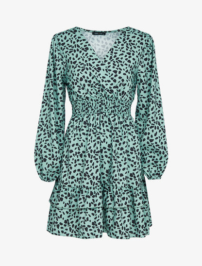 Robe patineuse à imprimé graphique - vert - 1