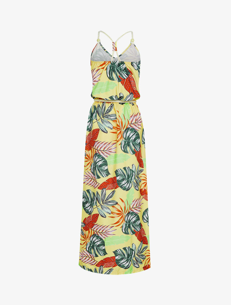 Robe longue à imprimé tropical - jaune - 3