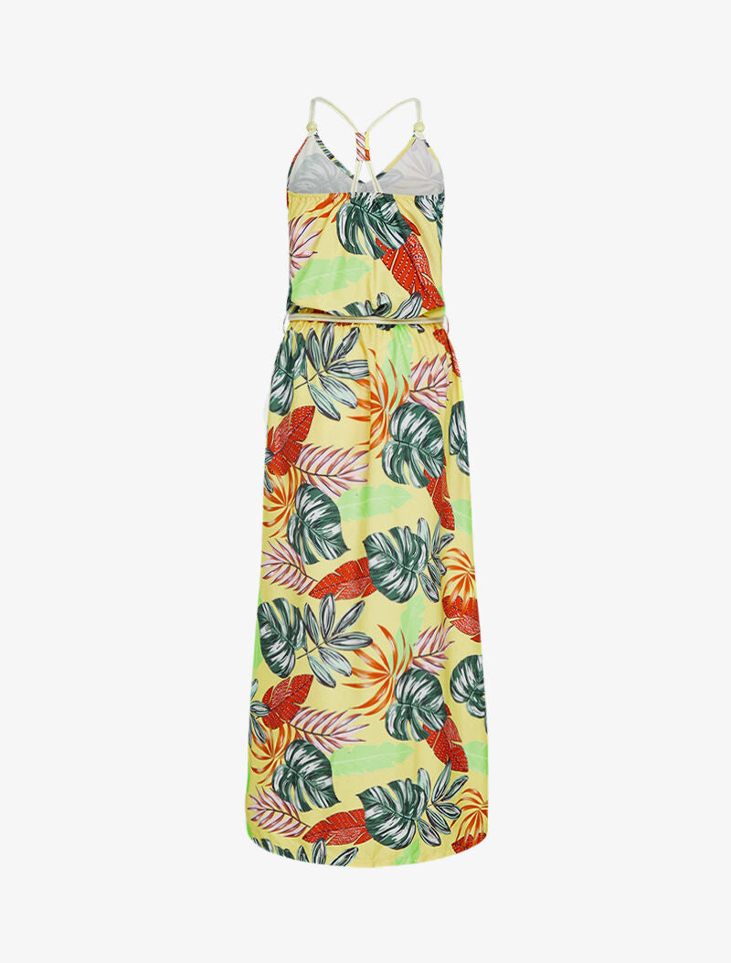 Robe longue à imprimé tropical - jaune - 4