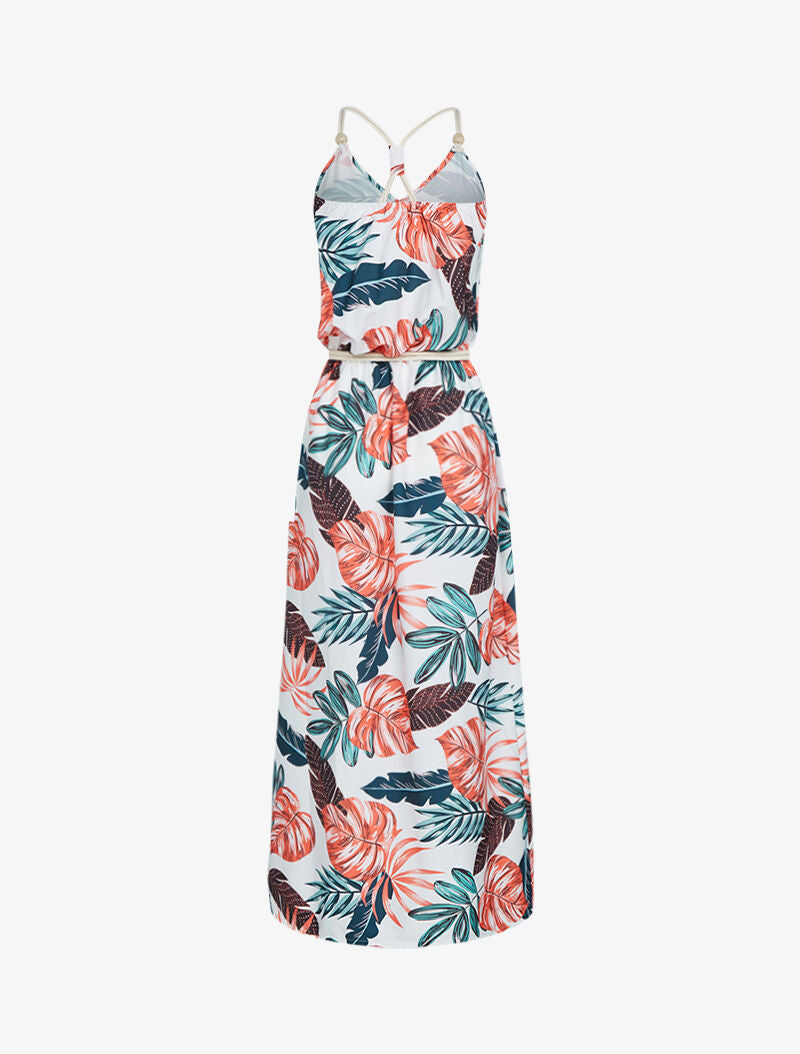 Robe longue à imprimé tropical - blanc - 2