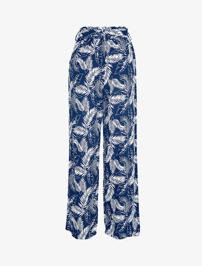 Pantalon à imprimé feuillages - marine - 2