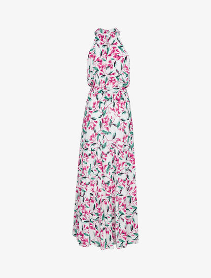 Robe à col americain et imprimé floral - ecru - 2