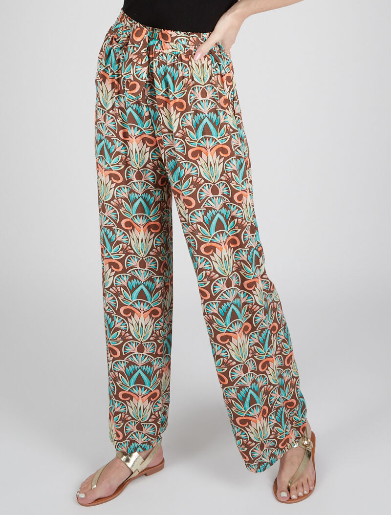 Pantalon à imprimés graphiques - marron - 1