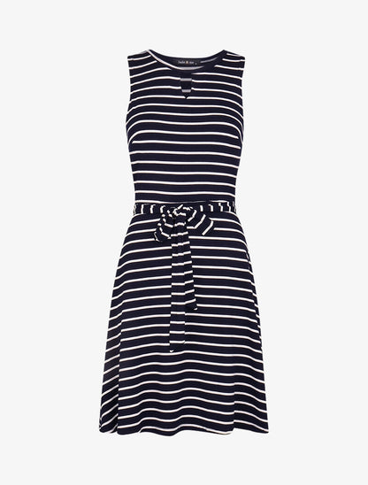 Robe marinière à détail trou de serrure - marine - 1