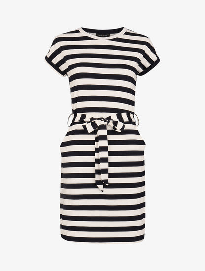 Robe t-shirt marinière - marine - 1