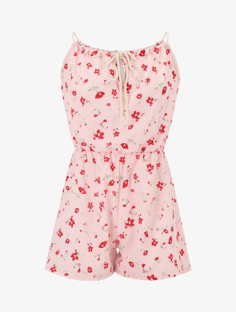 Combishort à imprimé fleurs champêtres - rose - 1