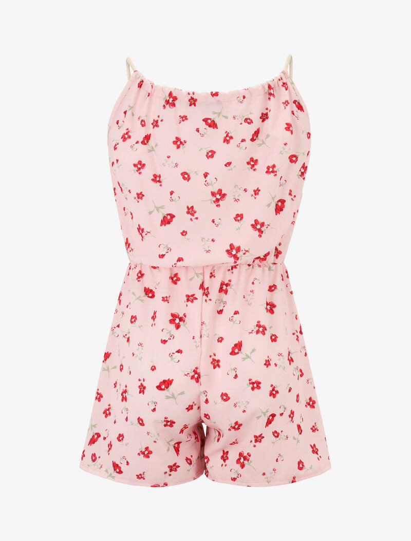 Combishort à imprimé fleurs champêtres - rose - 2