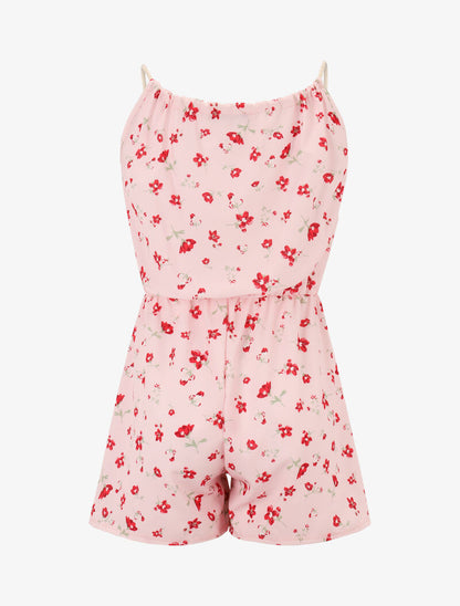 Combishort à imprimé fleurs champêtres - rose - 2