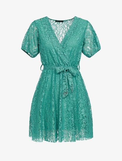 Robe patineuse en dentelle - turquoise - 3