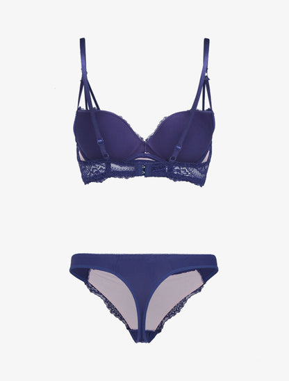 Ensemble en dentelle à bretelles stylisées - violet - 2