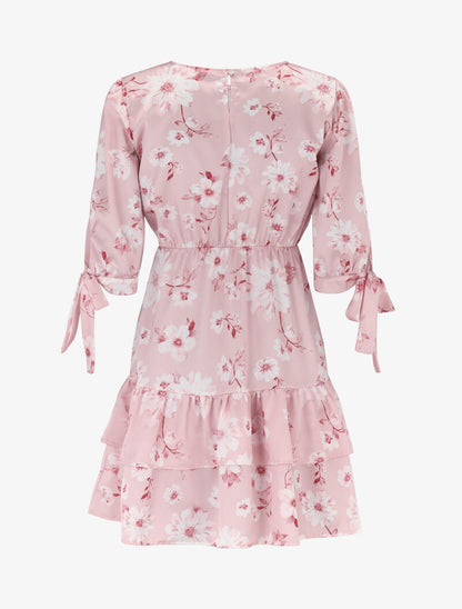 Robe imprimée à rangées de volants - rose - 3