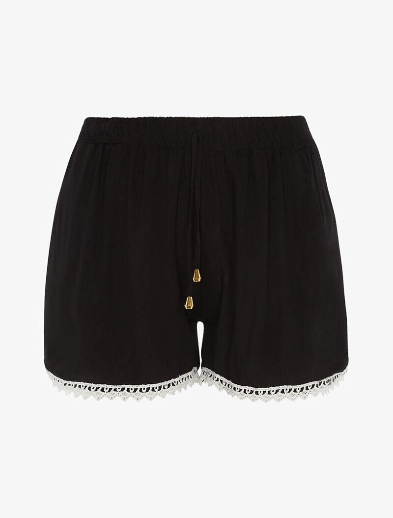 Short uni à bords crochet - noir - 3