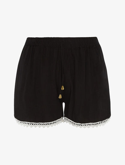 Short uni à bords crochet - noir - 3