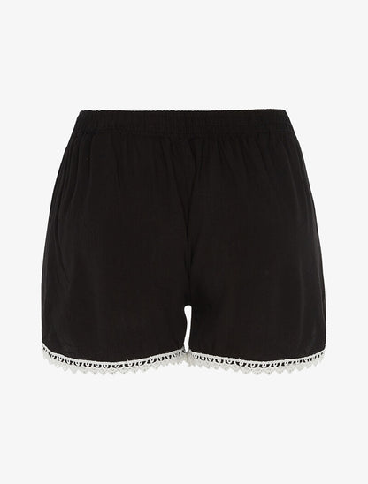 Short uni à bords crochet - noir - 2