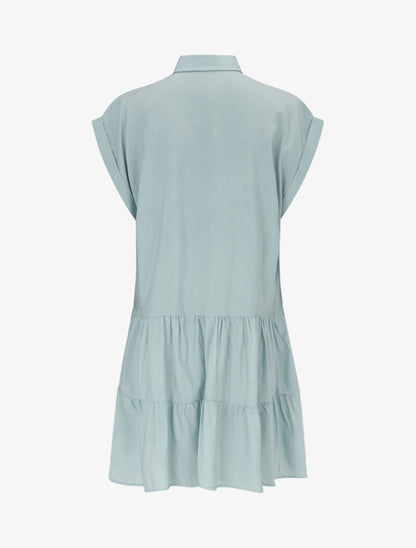 Robe courte coupe carrée style chemise - bleu ciel - 2