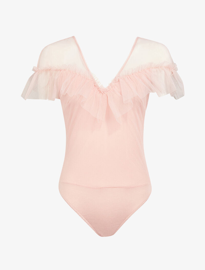 Body en tulle et volants - rose - 1