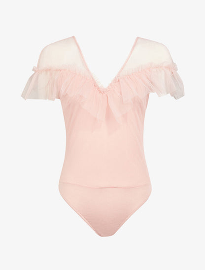 Body en tulle et volants - rose - 1