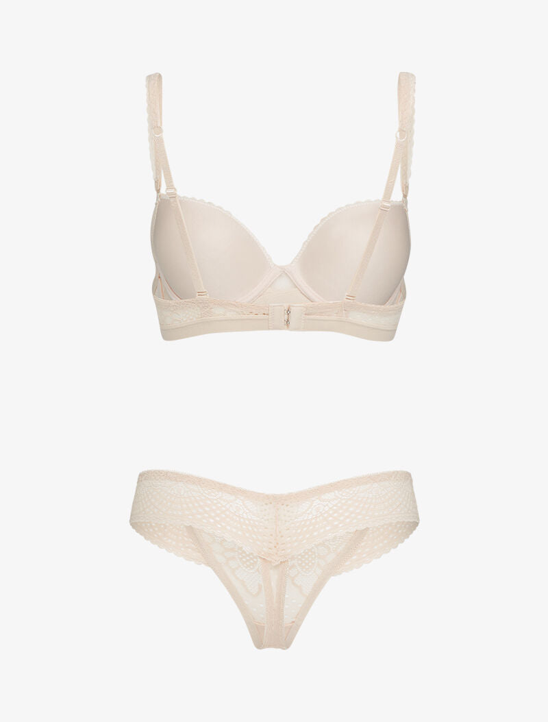 Ensembles à bretelles à bords dentelle - beige - 2