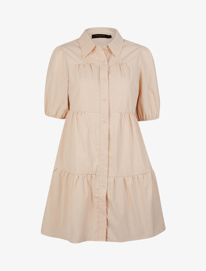 Robe trapèze boutonnée - beige - 2