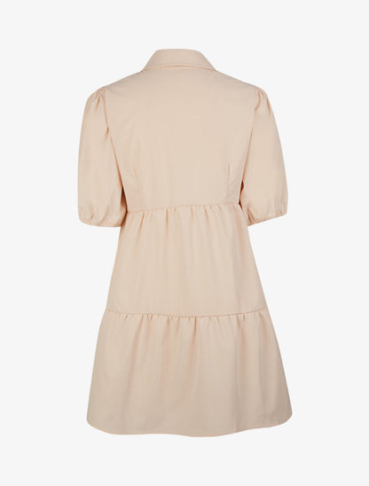 Robe trapèze boutonnée - beige - 3