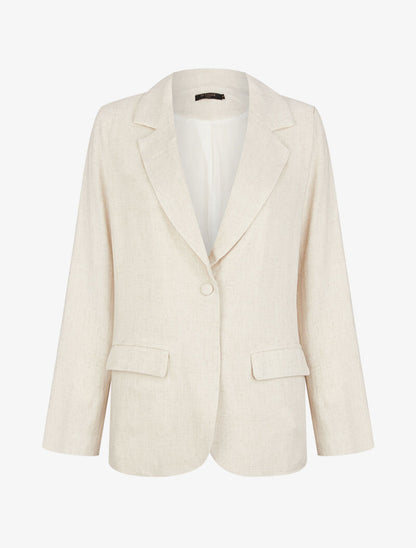 Blazer fluide en toile - beige - 3