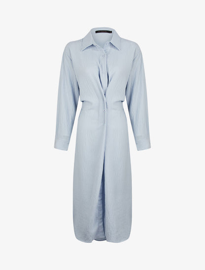 Robe chemise à pans boutonnés - bleu ciel - 3