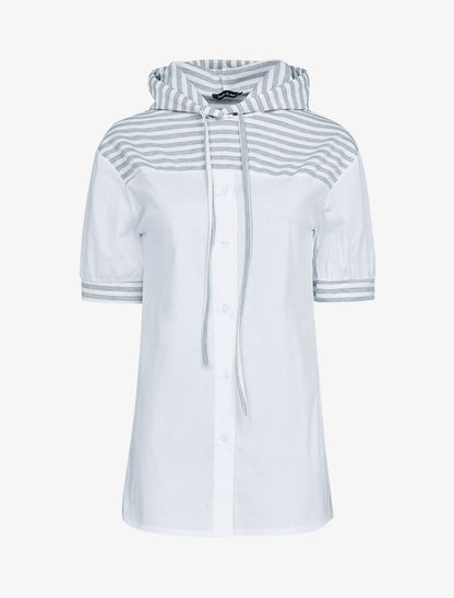 Top style chemise à capuche - gris clair - 1