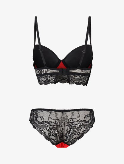 Ensemble à dentelle superposée - rouge - 2