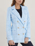 Blazer long à grands carreaux - bleu ciel - 1