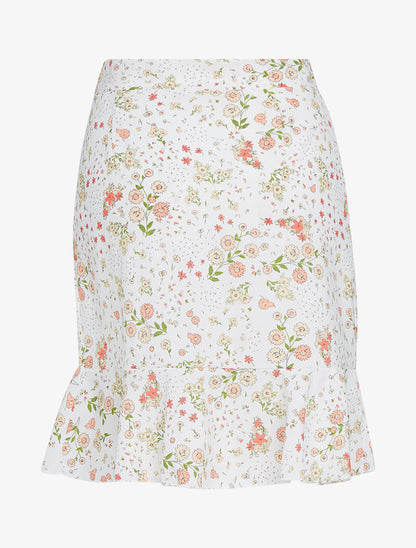 Jupe fleurie style portefeuille - blanc - 3