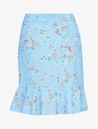 Jupe fleurie style portefeuille - bleu - 3